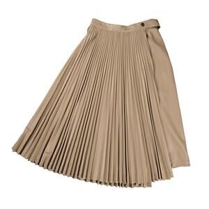 3.1 Phillip Lim Women's Faux-Leather Asymmetric Pleated Midi Skirt Size 4